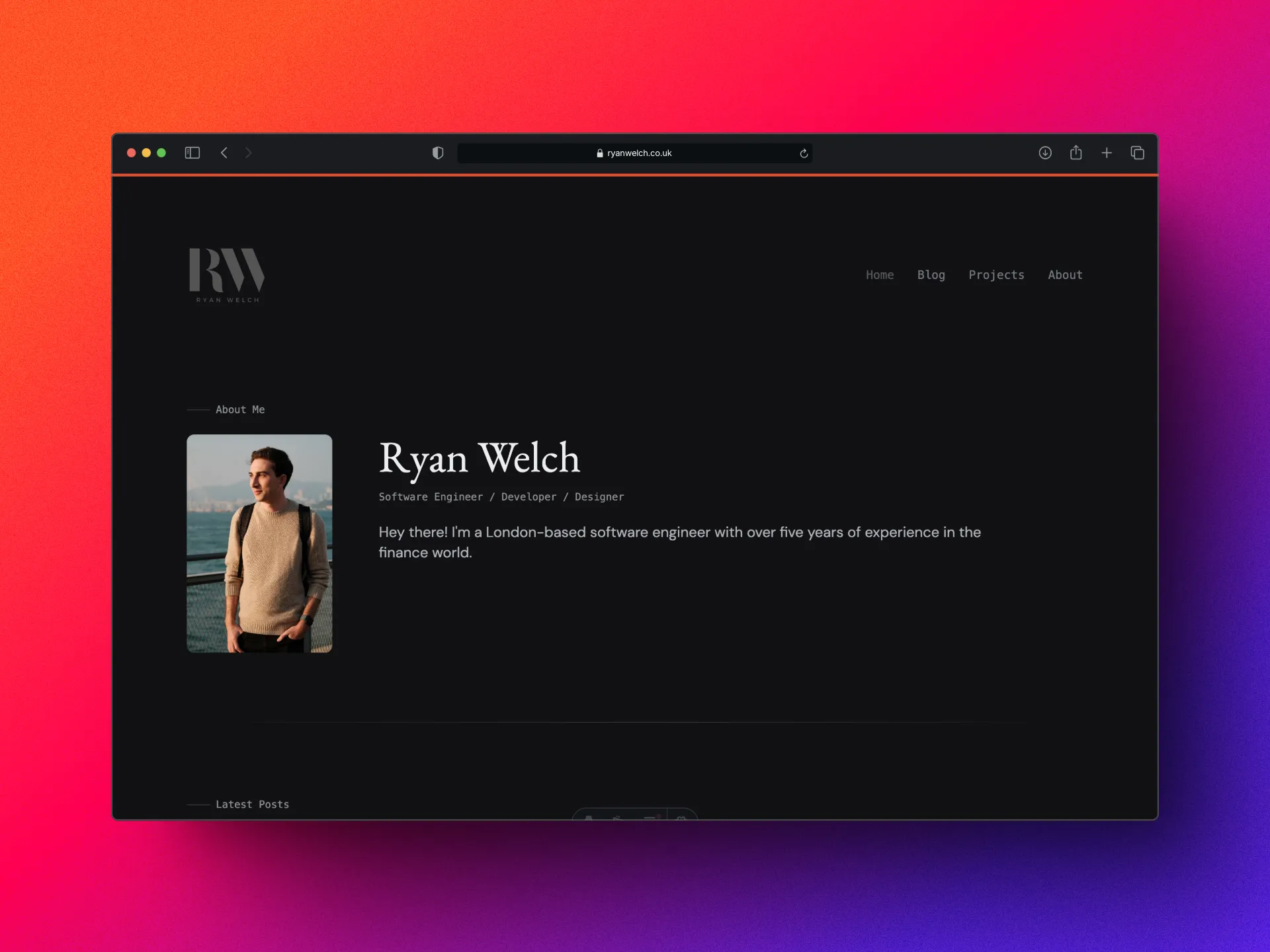 Screenshot of my website from 2025